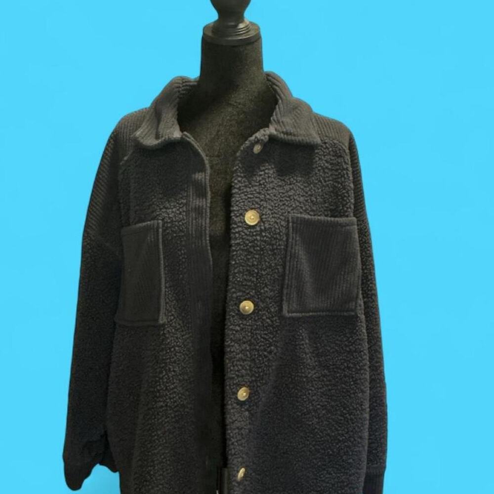 American eagle oversized sherpa shirt jacket